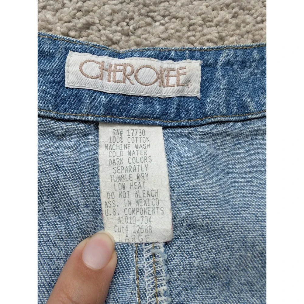 Vintage Cherokee Denim Vest Women's L   100% Cotton Tie Back Y2K 90s